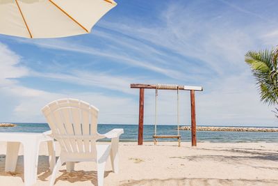 Scenic view of beach against sky