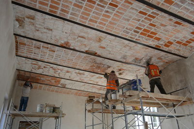 Low angle view of building at construction site