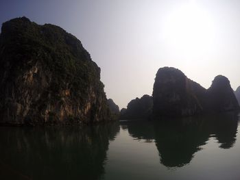 Scenic view of rock formation in sea