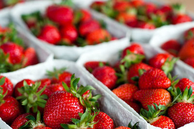 Close-up of strawberries in market