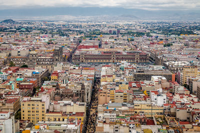 High angle view of townscape against sky