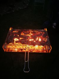 Close-up of illuminated fire at night