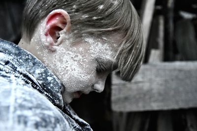 Close-up of boy with messy face