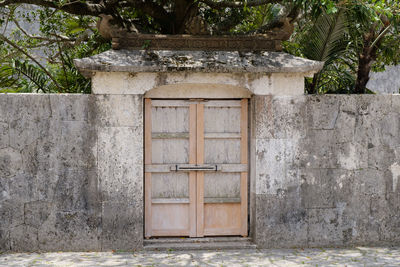 Closed door of old building