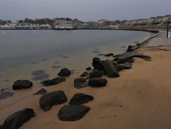 Scenic view of sea shore against sky