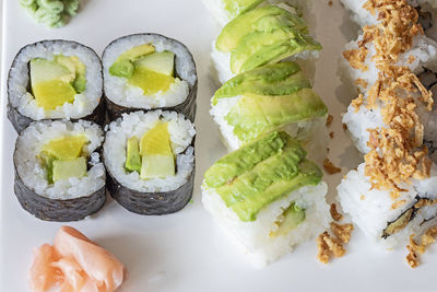 Close-up of sushi in plate