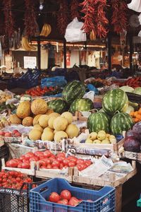 Vegetables for sale at market stall