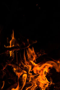 Close-up of bonfire at night