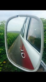 Reflection of vehicle on side-view mirror