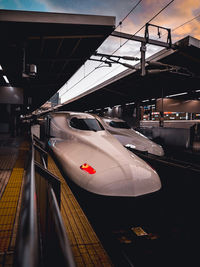 Train on railroad station platform