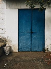 Closed door of building