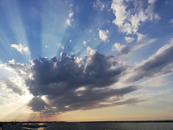 Low angle view of sea against sky during sunset