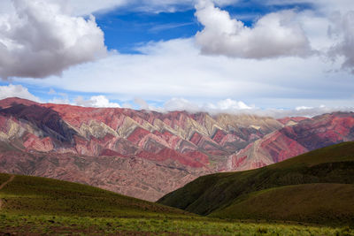 Scenic view of landscape and mountains against sky