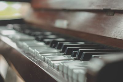 Close-up of piano keys