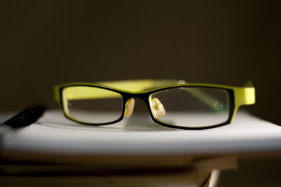 Close-up of sunglasses on table