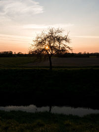 Scenic view of field against sky during sunset