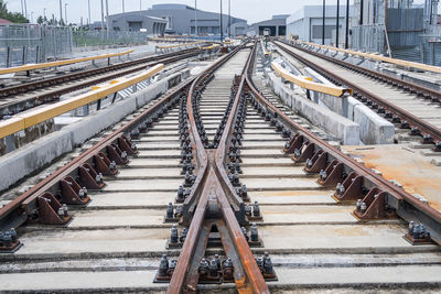 High angle view of railroad tracks