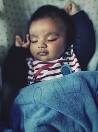 Cute baby girl at home