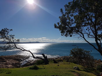 Scenic view of sea against clear sky