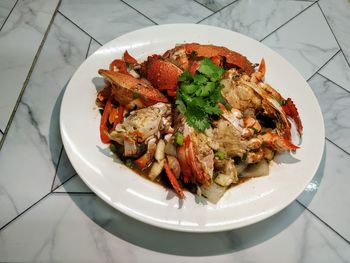 High angle view of meal served in plate