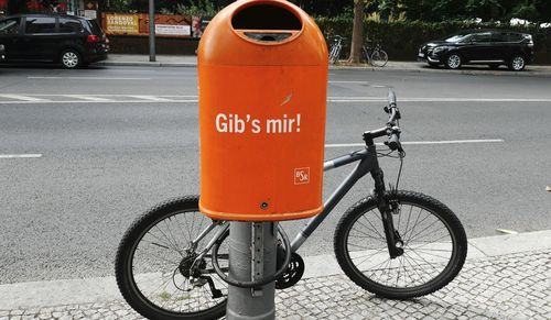 Bicycle parked on street