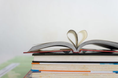 Close-up of books on table