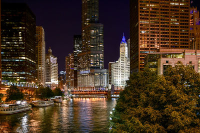 City lit up at night