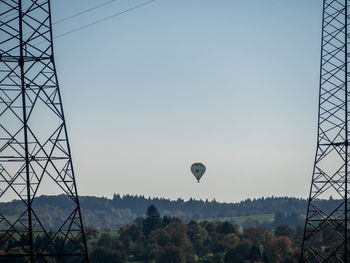 View of hot air balloon against clear sky