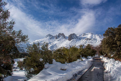 Snow covered mountain against sky