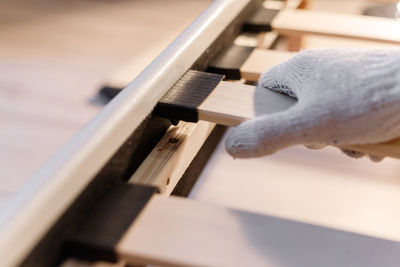 High angle view of piano keys