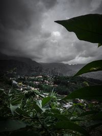 Aerial view of city against sky