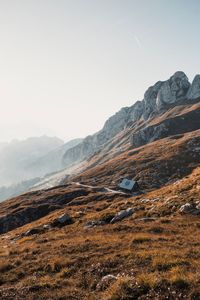 Scenic view of mountains against clear sky