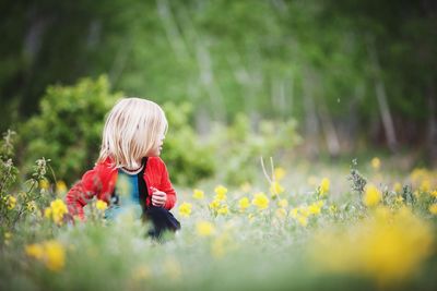 View of boy on grass