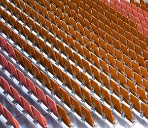 High angle view of seats in stadium