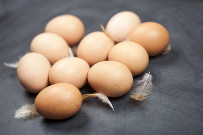 Close-up of eggs on table