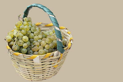 Close-up of grapes in basket