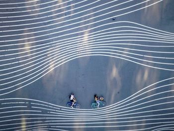 High angle view of couple on water