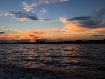 Scenic view of sea at sunset