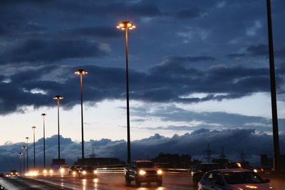 Cars on street at night