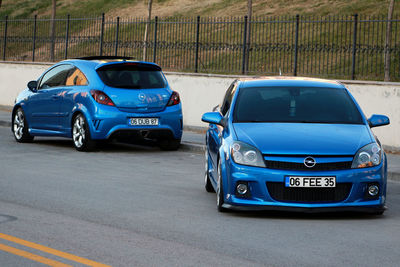 Cars parked on road