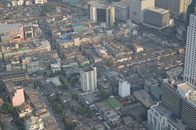 High angle view of buildings in city