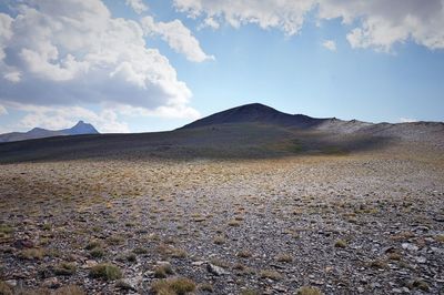 Scenic view of landscape against sky at benasque