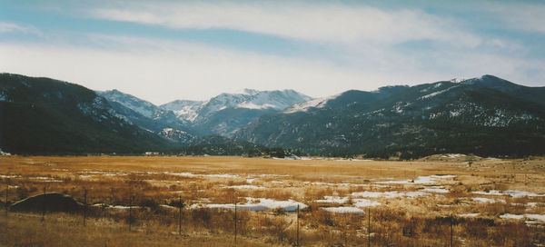 Scenic view of mountains against sky