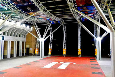 View of illuminated underground walkway