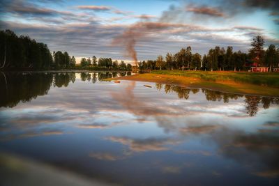 Scenic view of lake against sky