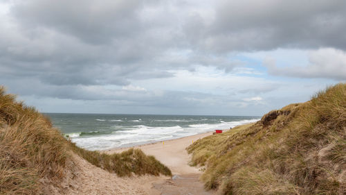 Scenic view of beach against sky