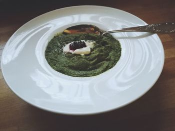 Close-up of food in plate on table