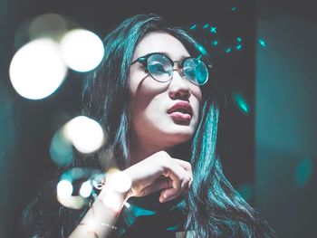 Close-up of thoughtful young woman