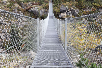 View of the edge of a suspension bridge