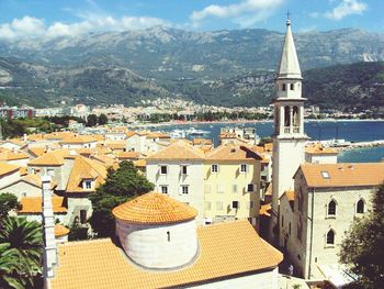 High angle shot of townscape